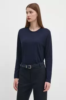 Хлопковая рубашка с длинным рукавом United Colors of Benetton, темно-синий