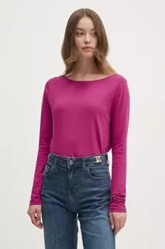 Хлопковая рубашка с длинным рукавом United Colors of Benetton, розовый