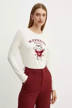 Хлопковая рубашка с длинным рукавом Weekend Max Mara, бежевый