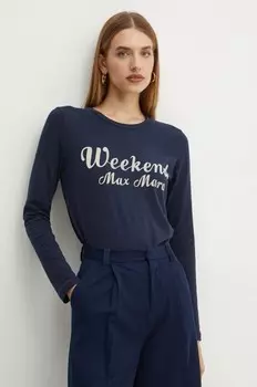 Хлопковая рубашка с длинным рукавом Weekend Max Mara, темно-синий