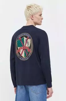 Хлопковая рубашка с длинными рукавами Abercrombie & Fitch, темно-синий