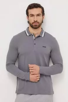 Хлопковая рубашка с длинными рукавами Boss, серый