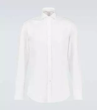 Хлопковая рубашка с длинными рукавами Brunello Cucinelli, белый