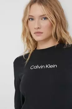 Хлопковая рубашка с длинными рукавами Calvin Klein, черный