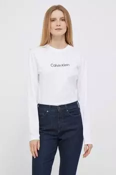 Хлопковая рубашка с длинными рукавами Calvin Klein, белый