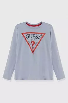Хлопковая рубашка с длинными рукавами для мальчиков и девочек Guess, синий