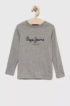Хлопковая рубашка с длинными рукавами для мальчиков и девочек Herman New Pepe Jeans, серый
