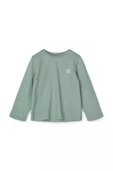 Хлопковая рубашка с длинными рукавами для мальчиков и девочек Liewood, бирюзовый