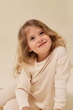 Хлопковая рубашка с длинными рукавами для мальчиков и девочек Konges Sljd, бежевый