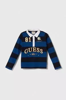 Хлопковая рубашка с длинными рукавами для мальчиков и девочек Guess, синий