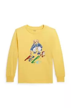 Хлопковая рубашка с длинными рукавами для мальчиков и девочек Polo Ralph Lauren, желтый