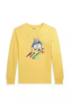 Хлопковая рубашка с длинными рукавами для мальчиков и девочек Polo Ralph Lauren, желтый