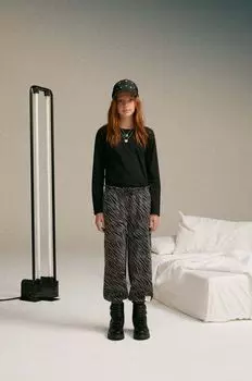 Хлопковая рубашка с длинными рукавами для мальчиков и девочек Sisley, черный