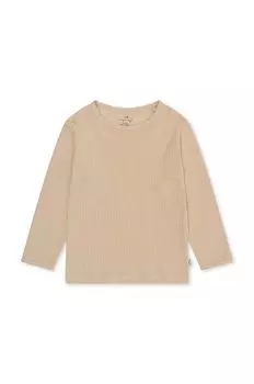 Хлопковая рубашка с длинными рукавами для мальчиков и девочек Konges Sljd, бежевый