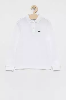Хлопковая рубашка с длинными рукавами для мальчиков и девочек Lacoste, белый