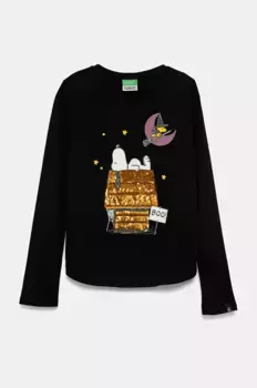 Хлопковая рубашка с длинными рукавами для мальчиков и девочек United Colors of Benetton, черный