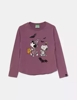 Хлопковая рубашка с длинными рукавами для мальчиков и девочек United Colors of Benetton, фиолетовый