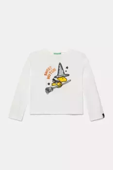 Хлопковая рубашка с длинными рукавами для мальчиков и девочек United Colors of Benetton, белый