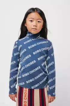 Хлопковая рубашка с длинными рукавами для мальчиков и девочек Bobo Choses, синий