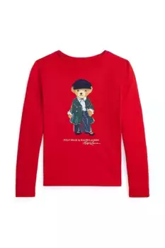 Хлопковая рубашка с длинными рукавами для мальчиков и девочек Polo Ralph Lauren, красный