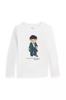Хлопковая рубашка с длинными рукавами для мальчиков и девочек Polo Ralph Lauren, белый
