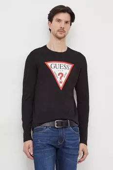 Хлопковая рубашка с длинными рукавами Guess, черный