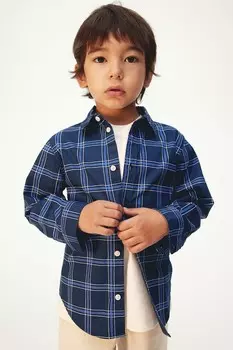 Хлопковая рубашка с длинными рукавами H&M, синий