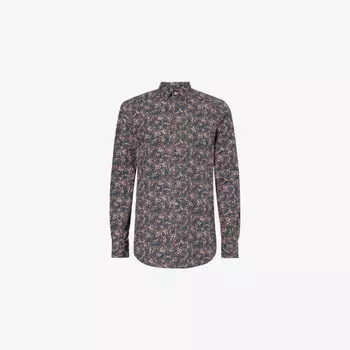 Хлопковая рубашка с длинными рукавами и цветочным принтом Paul Smith, розовый