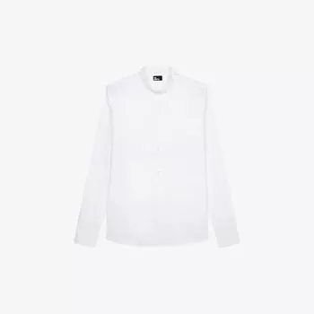 Хлопковая рубашка с длинными рукавами и офицерским воротником The Kooples, белый