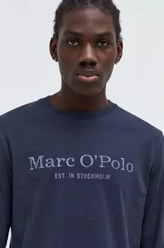 Хлопковая рубашка с длинными рукавами Marc O'Polo, темно-синий