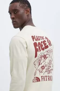 Хлопковая рубашка с длинными рукавами Patron Plasticfree Peaks The North Face, бежевый