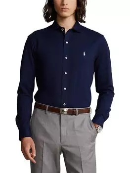 Хлопковая рубашка с длинными рукавами Polo Ralph Lauren, темно-синий круизный цвет