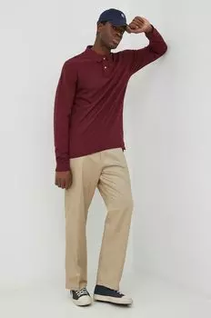 Хлопковая рубашка с длинными рукавами Polo Ralph Lauren, бордовый