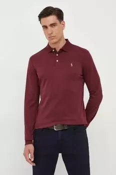 Хлопковая рубашка с длинными рукавами Polo Ralph Lauren, бордовый