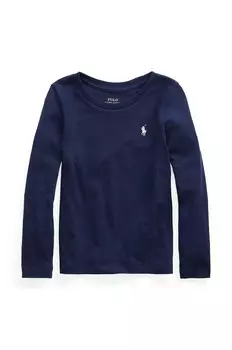 Хлопковая рубашка с длинными рукавами Polo Ralph Lauren для мальчиков, темно-синий