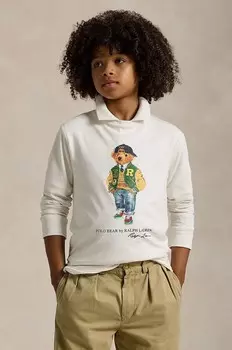 Хлопковая рубашка с длинными рукавами Polo Ralph Lauren для мальчиков, белый