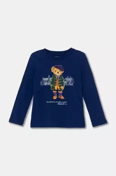 Хлопковая рубашка с длинными рукавами Polo Ralph Lauren для мальчиков, синий