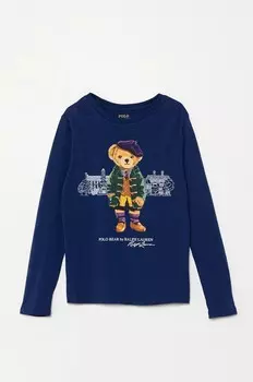 Хлопковая рубашка с длинными рукавами Polo Ralph Lauren для мальчиков, синий