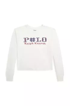 Хлопковая рубашка с длинными рукавами Polo Ralph Lauren для мальчиков, белый