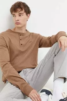 Хлопковая рубашка с длинными рукавами Superdry, коричневый