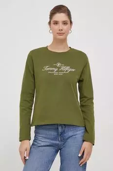 Хлопковая рубашка с длинными рукавами Tommy Hilfiger, зеленый