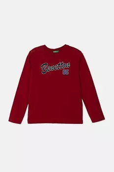 Хлопковая рубашка с длинными рукавами United Colors of Benetton для мальчиков, гранатовый