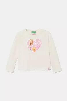 Хлопковая рубашка с длинными рукавами United Colors of Benetton для мальчиков, бежевый