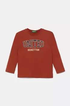 Хлопковая рубашка с длинными рукавами United Colors of Benetton для мальчиков, оранжевый