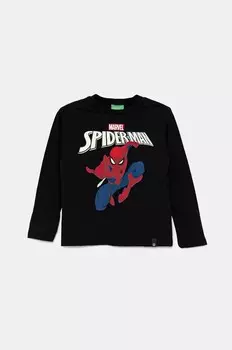 Хлопковая рубашка с длинными рукавами United Colors of Benetton для мальчиков, черный