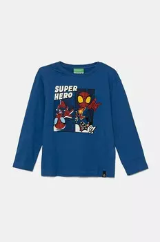 Хлопковая рубашка с длинными рукавами United Colors of Benetton для мальчиков, синий