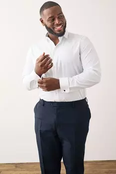 Хлопковая рубашка с двойными манжетами Next, белый