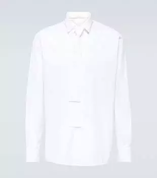 Хлопковая рубашка с галстуком-бабочкой Prada, Bianco+Bianco