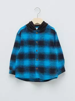 Хлопковая рубашка с капюшоном и длинными рукавами в клетку для маленьких мальчиков LCW baby