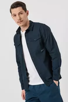 Хлопковая рубашка с карманами с клапанами Denim Project, синий